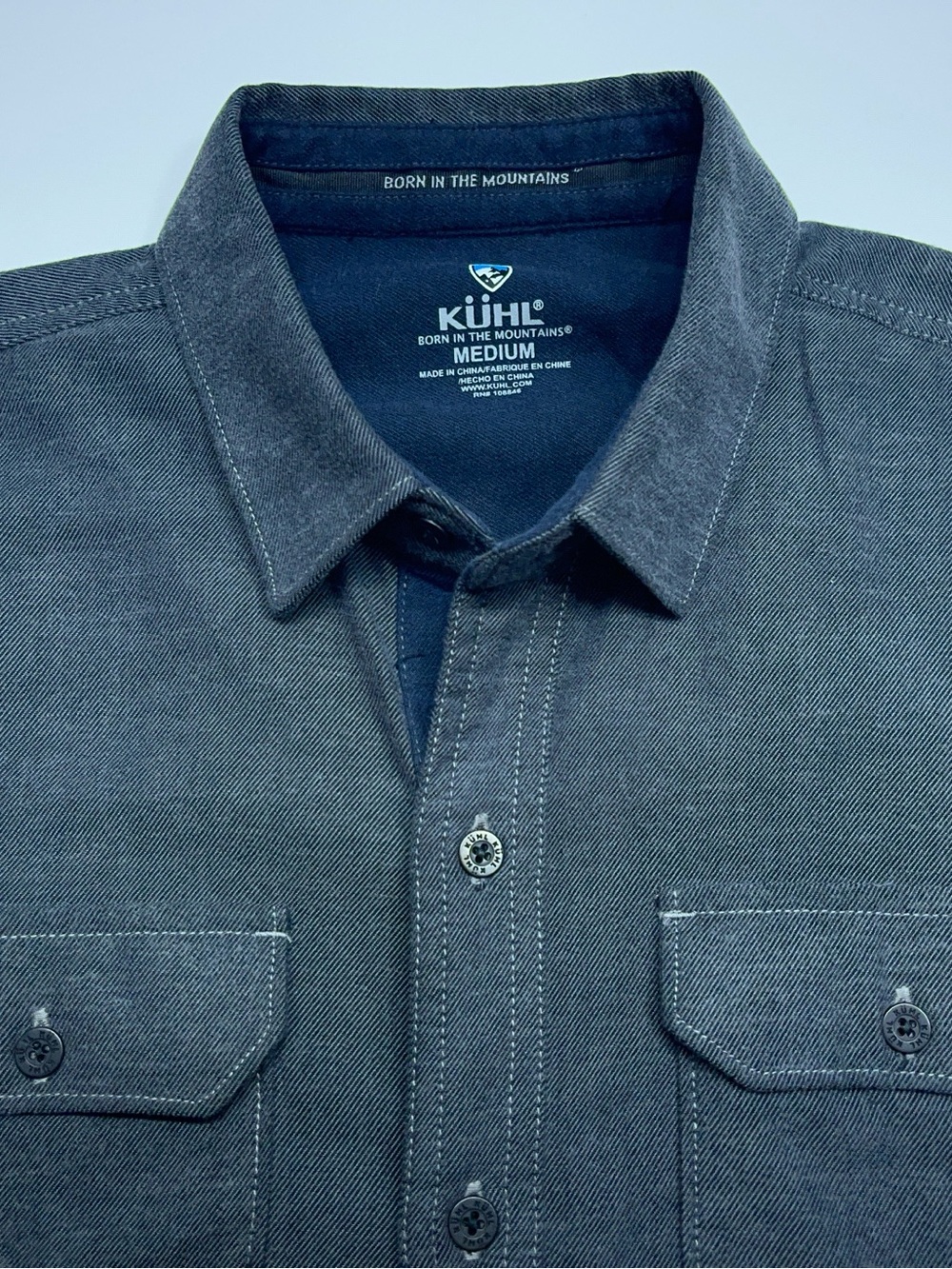 KUHL Descendr Flannel Button Up Shirt Mens Size Medium Gray Long Sleeve Hiking - Picture 2 of 9